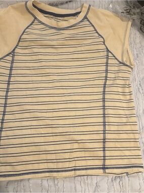 Anthropologie Striped Ivory and Blue Sleeveless Tee